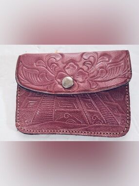 Hand-tooled Leather Card Case Small Wallet Made in Mexico NEW!